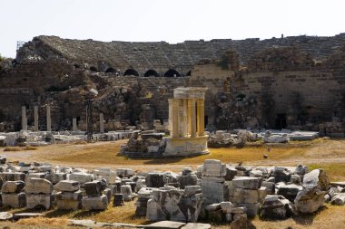 Side Antik kenti taş kalıntıları. Türkiye.