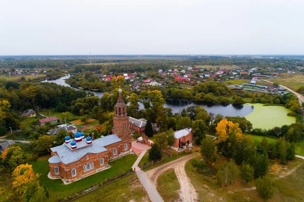 Kyrkan Födelsekyrkan Jungfru Moskva Regionen Flygfotografering — Stockfoto