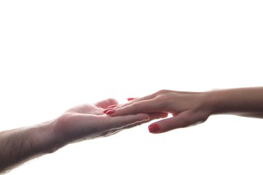 Güzel el kıllı erkek el Beyaz bir arka plan üzerinde yatıyor. Gövde bölümü.