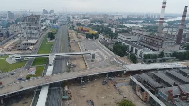 Costruzione Del Cavalcavia Attraverso Anello Centrale Mosca Riprese Video Aerei — Video Stock