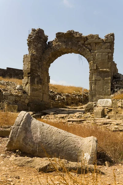 Ruiny Kamenné Budovy Starověkého Města Aspendos Turecko — Stock fotografie