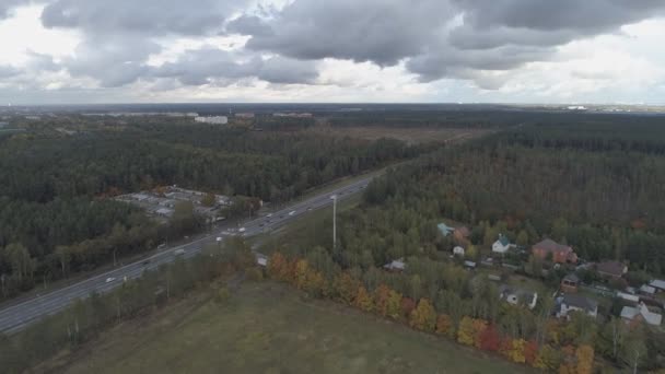 Vista Superior Del Paisaje Del Centro Rusia Con Árboles Cubiertos — Vídeos de Stock
