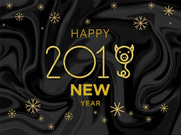 Κινέζικο νέο έτος 2019 της έννοιας του χοίρου με χρυσή διάνυσμα σιλουέτα, glitter, foil υφή, πρότυπο για το ημερολόγιο, banner, αφίσα, ευχετήρια κάρτα — Διανυσματικό Αρχείο
