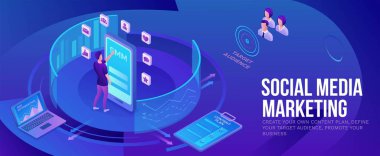 Veri Analiz Merkezi, iş insanları diyagramı analiz, KPI analitik, finans dijital teknoloji, yapay zeka kavramı, büyük araştırma izometrik illüstrasyon, takım çalışması 3D arka plan