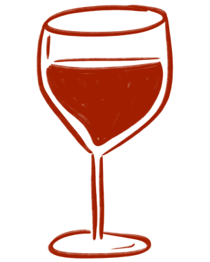 Kırmızı şarap eşarplı el çizimi. Kömür desenli..