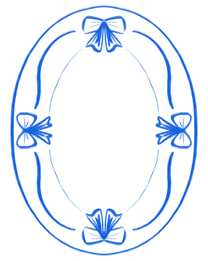 Kurdeleli yuvarlak çerçeve. Estetik plaka çizimi.