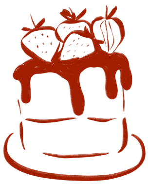 Çilekli kek ve kalem tebeşirli resimli reçel..