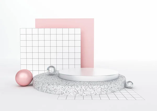 3D render soyut kompozisyon. Geometrik şekiller için ürün tanıtımı veya mockup beyaz arka plan üzerinde. Boş alanı ile minimalist tasarımı.