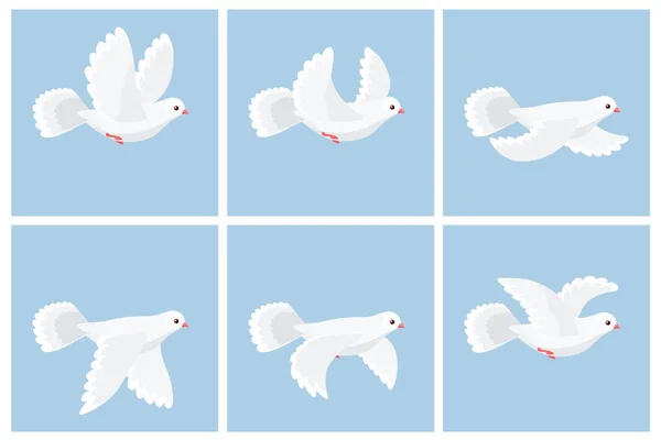 Sprite di animazione colomba volante del fumetto — Vettoriale Stock