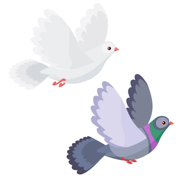 Иллюстрация полета голубя и голубя на белом фоне — стоковый вектор
