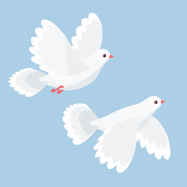 Vector illustration of two doves flying — Stock Vector