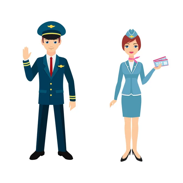 Pilote et hôtesse — Image vectorielle