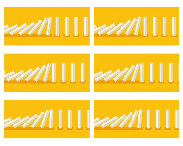 Düşen beyaz Domino animasyon sprite sarı arka plana sahip — Stok Vektör
