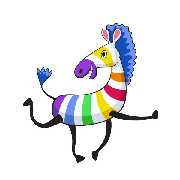 Illustration of cartoon colorful zebra — Stock Vector