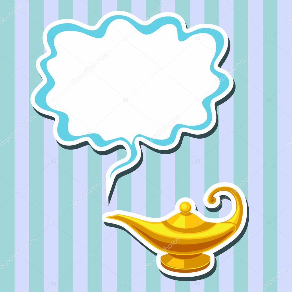 Magic lamp and space for text on striped background