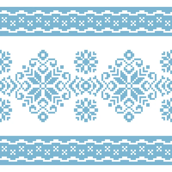 Vektormuster zum Stricken mit blauem und weißem Ornament — Stockvektor