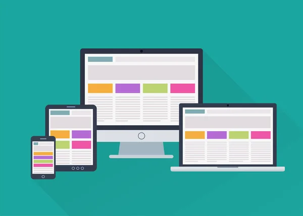 Dispositivos responsivo web design — Vetor de Stock