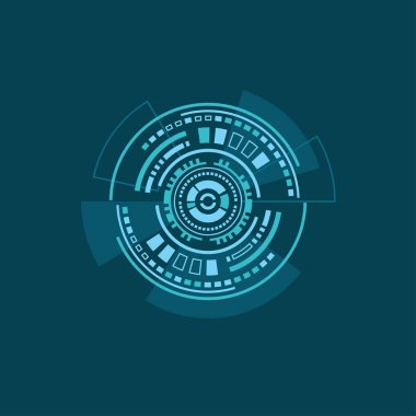 Mavi arka plan fütüristik Hud arabirimde Özet. Uçak renkler 