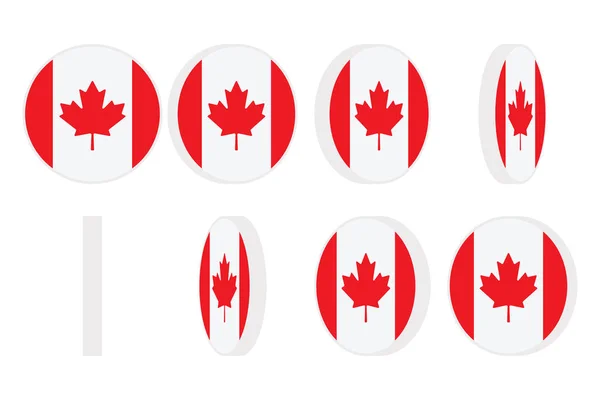 Vlag van Canada ronde pictogram spinnen. Animatie sprite blad. Geïsoleerd op witte achtergrond — Stockvector
