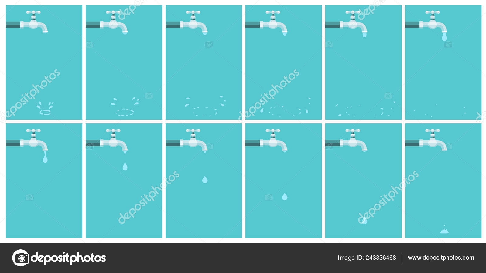 Water tap dripping. Animation sprite sheet on blue Stock Vector Image by ©Eloku #243336468 Water tap dripping. Animation sprite sheet on blue Stock Vector Image by ©Eloku #243336468