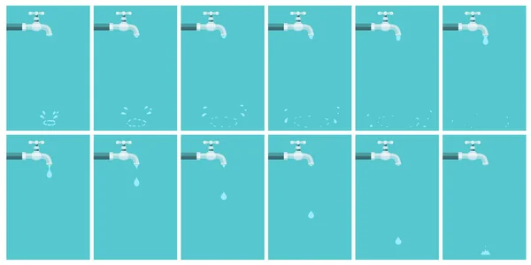 Damlayan musluk suyu. Animasyon sprite kağıda mavi