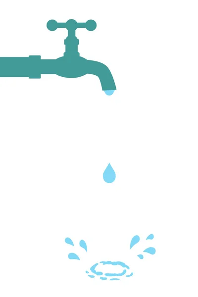 Silueta de grifo de agua goteando con gota y salpicadura — Vector de stock