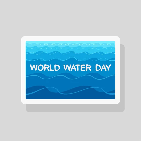 Grußkarte zum Weltwassertag mit stilisierten Wellen auf blauem Hintergrund — Stockvektor