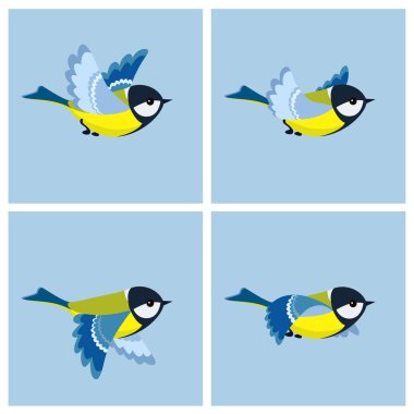 Flying Great Tit animation sprite sheet  clipart