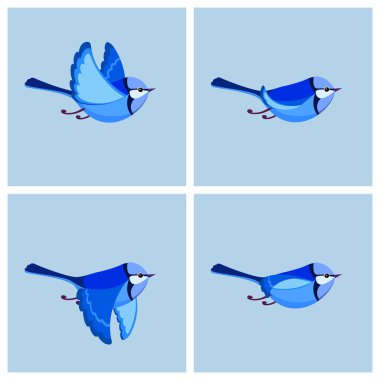 Uçan görkemli peri çit kuşu (erkek) animasyon sprite sayfası 