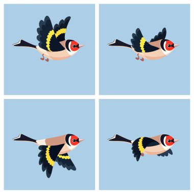Flying European Goldfinch animation sprite sheet  clipart