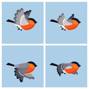 Flying bullfinch (male) animation sprite sheet 