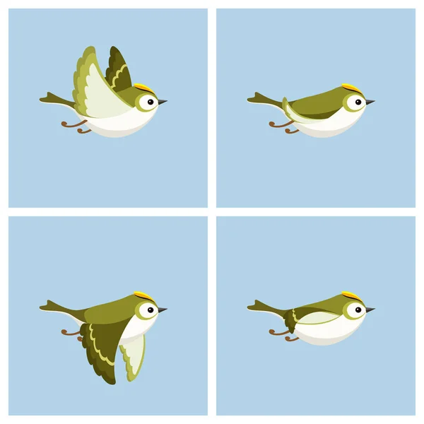 Flying Goldcrest (male) animation sprite sheet — Stock Vector