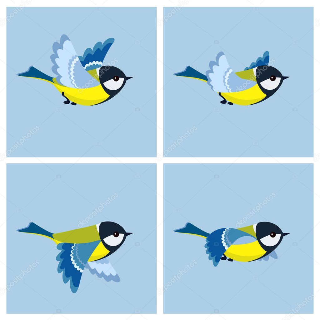 Flying Great Tit animation sprite sheet 