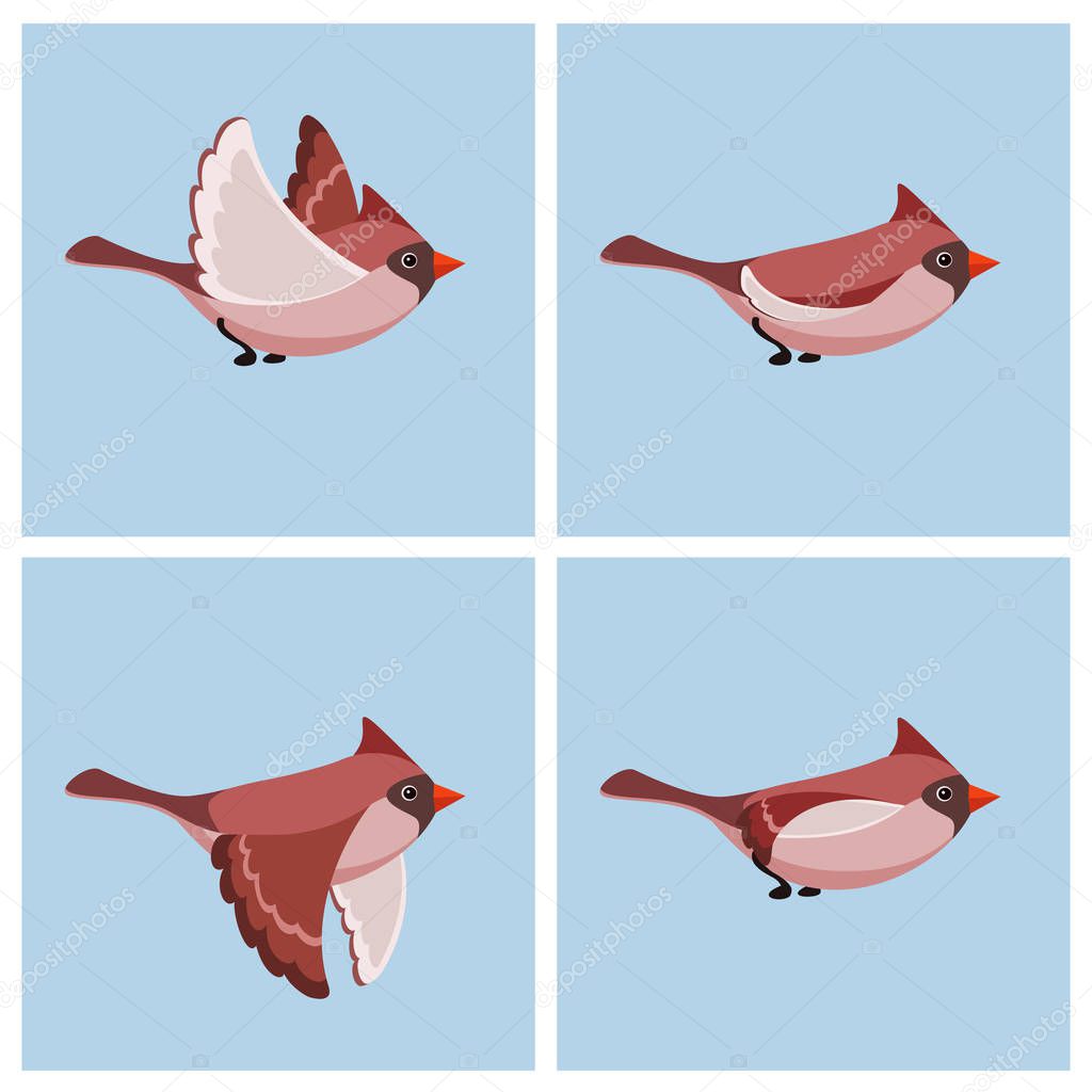Flying Cardinal Bird (female) animation sprite sheet 