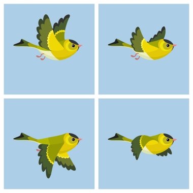 Flying European Siskin (male) animation sprite sheet  clipart