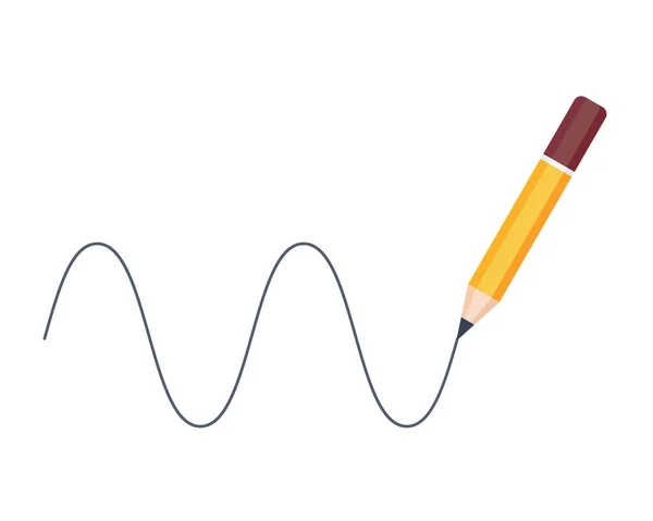 Dibujo a lápiz sinusoidal aislado sobre fondo blanco — Archivo Imágenes Vectoriales