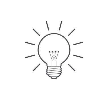 Ampul anahat çizgi sanat basit simgesi