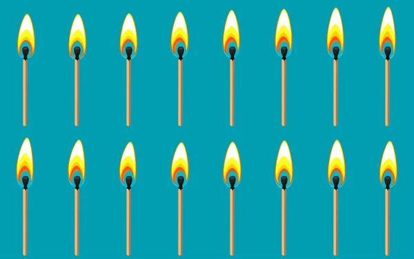 Burning match animación sprite sobre fondo azul — Vector de stock