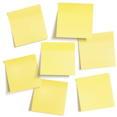 Messa 'nız için farklı sarı yapışkan kağıtlar.