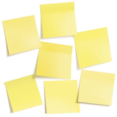 Messa 'nız için farklı sarı yapışkan kağıtlar.
