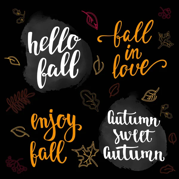 Fall Handwritten Brush Calligraphy Quote Autumn Motives Let — Stock Vector