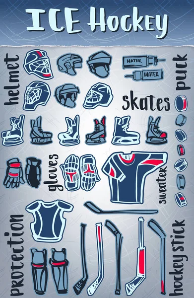 Artículos Hockey Sobre Hielo Vectorial Equipo Proteger — Vector de stock