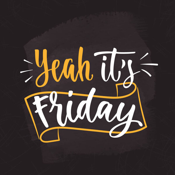 Vector handwritten brush lettering for your design on chalkboard dark background.