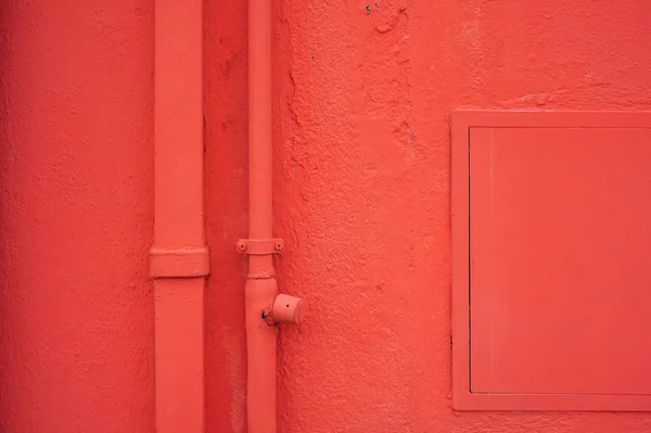 Rury Dopasowania Kolor Czerwony Dom Teksturą Ściany Włoszech — Zdjęcie stockowe