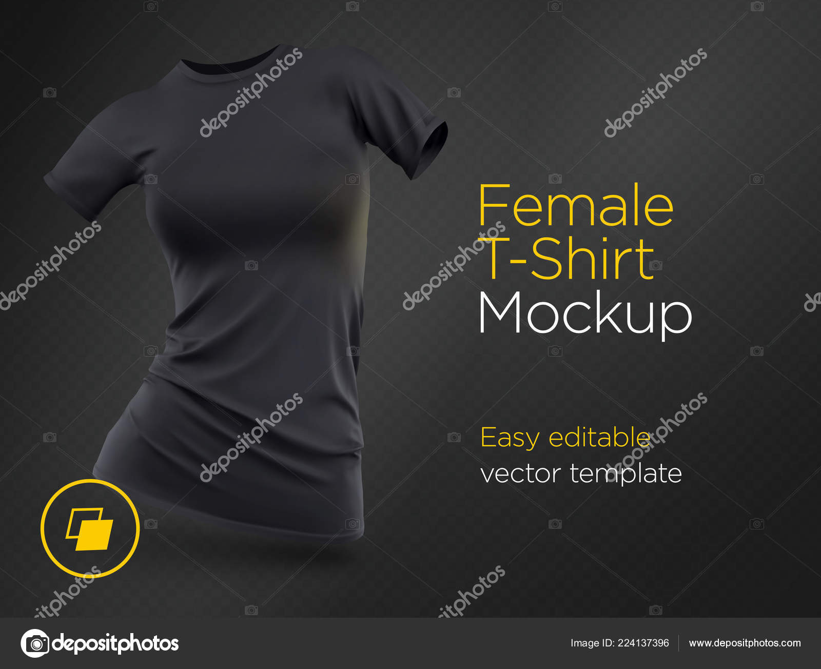 Download Realistic Template Blank Black Woman Shirt Cotton Clothing Empty Mock Stock Vector Royalty Free Vector Image By C Stotepic 224137396