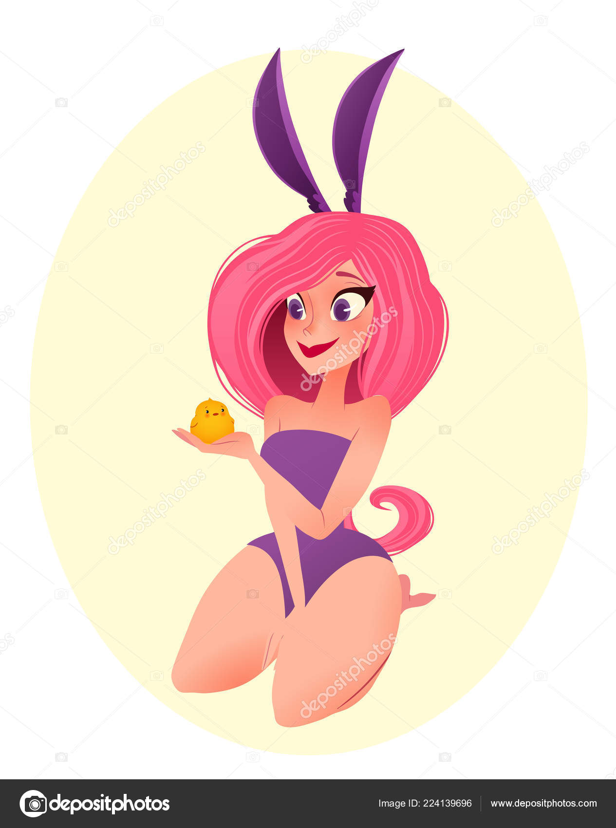 Easter Bunny Girl Illustration Young Smiling Girl Wearing Bunny Ears Stock  Vector by ©stotepic 224139696