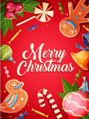 Neşeli Noel tebrik kartları retro tasarımı. Vektör çizim