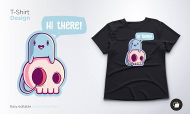 Komik iskelet. T-shirtler, tişörtü ve Hatıra Eşyası yazdırın. Vektör çizim