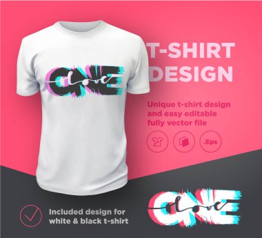 Bir aşk. Matbaa baskı tasarım şablonu t-shirt için alıntı. Vektör çizim