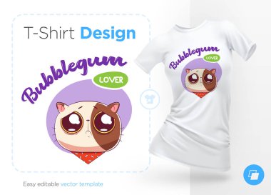 Tatlıya kedi. Yazdır T-shirt, sweatshirt, durumlarda cep telefonları, Hatıra Eşyası. Beyaz arka plan üzerinde vektör çizim